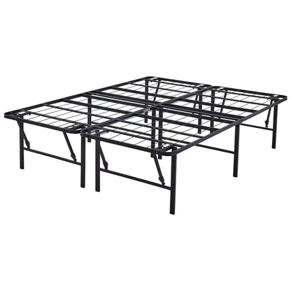 Mainstays High-Profile Foldable Queen Platform Bed Frame  18-Inch Steel Base in Black