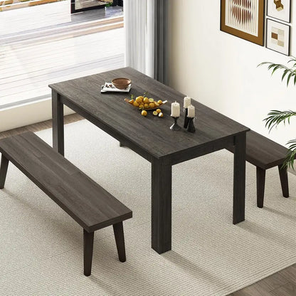 63-Inch Rectangular Farmhouse Dining Table for 6-8, Black Wood Kitchen Table with 330-LB Weight Capacity