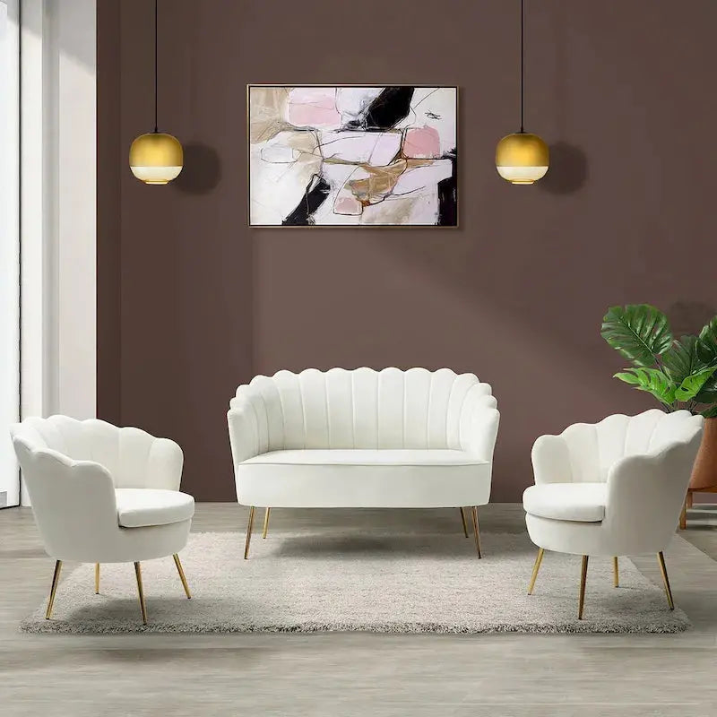 Xabier 3-Piece Living Room Set  52-Inch Modern Sofa and Matching Chairs by HULALA HOME