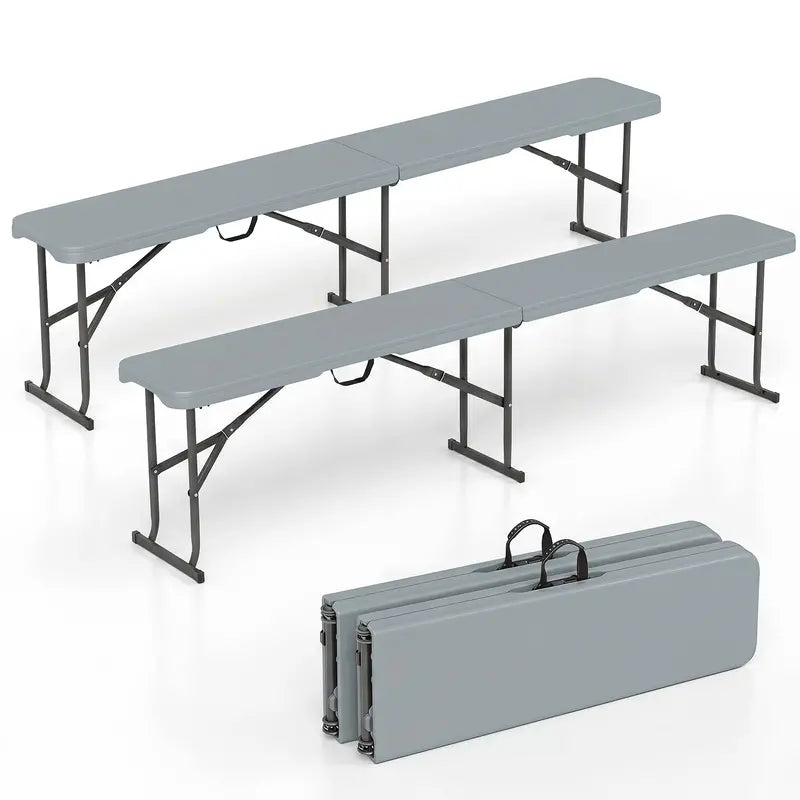 Lightweight Folding Bench  6-Foot Plastic Portable Seat with Carry Handle for Outdoor Use