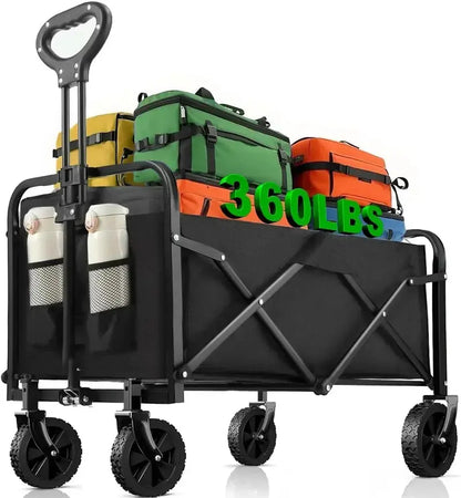 All-Terrain 4-Wheel Folding Beach Cart  37″ Extended Frame, 480 lb Capacity, Compact Fold Design