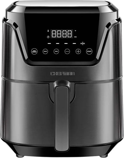 Chefman 6-Quart Dual-Basket Air Fryer  Independent 3-Quart Bins, Easy-View Window & Nonstick Ceramic Coating