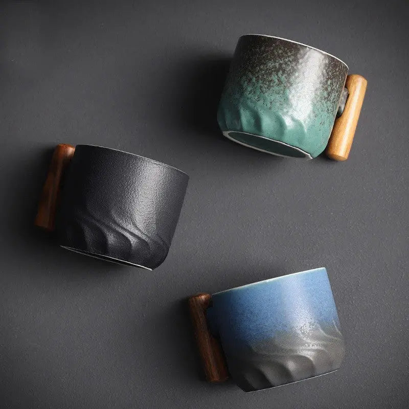 Zonema Ceramic Coffee Set  Minimalist Mug, Matching Saucer & Spoon