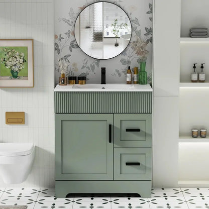 Wavy Line Bathroom Vanity Set  30″, 36″, 48″ Options with Pre-Installed Sink & Faucet