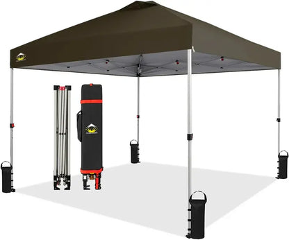 10×10 One-Click Pop-Up Awning  Silver-Coated Sunshade Canopy for Beach, Picnic & Outdoor Events