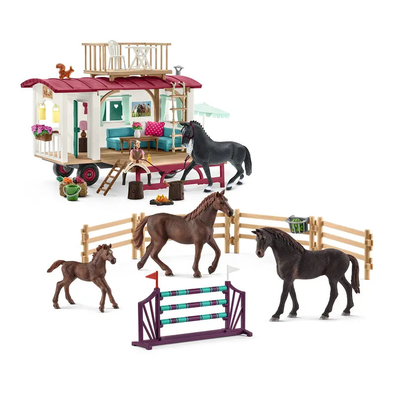 Schleich Horse Club Camper Playset, 43-Piece Realistic Horse Toys for Kids Aged 5-12