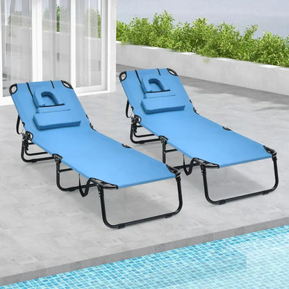 Adjustable Beach Chaise Lounge with UV-Resistant Fabric