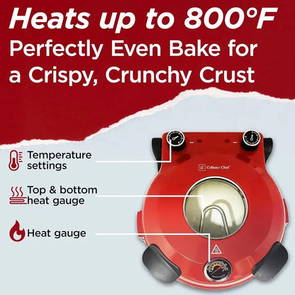 1200W Electric Pizza Oven  Ceramic Stone Baking, Viewing Window, Timer & Adjustable Temperature Control