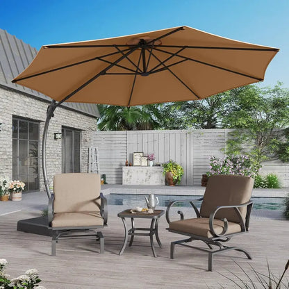 LAUSAINT HOME Cantilever Patio Umbrella  11-Foot Curved Deluxe Shade with Included Base
