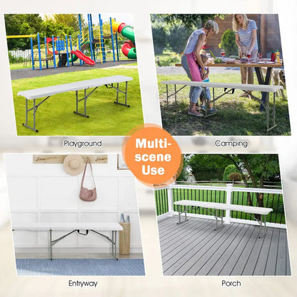 6-Foot Plastic Folding Bench with 550-Pound Load Rating