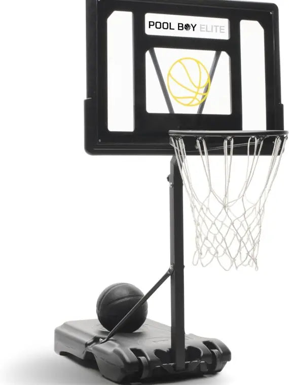 Dunnrite All-In-One Pool Basketball Hoop Set with Adjustable Goal, Composite Ball & Pump  Matte Black Heavy Duty for All Ages