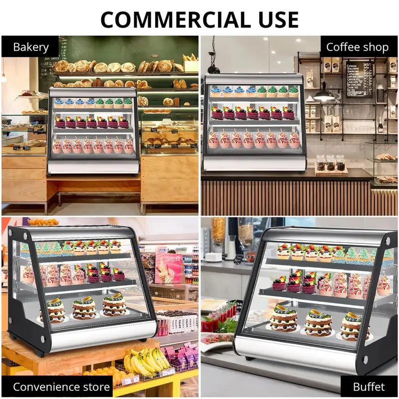 Commercial Countertop Refrigerated Display Case  130L (4.6 Cu. Ft.), Tempered Glass & LED Lighting