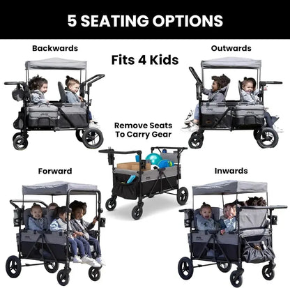 Delta Children Jeep Wrangler Quad Stroller Wagon  Premium 4-Seat All-Terrain Pull Wagon for Kids