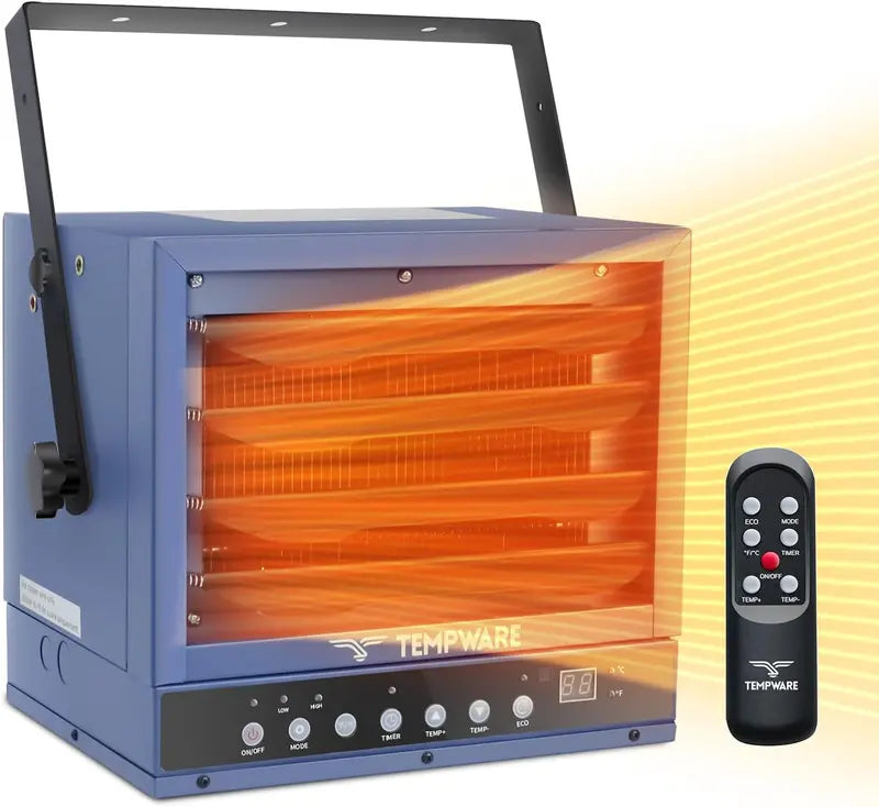 7500W Digital Ceiling-Mount Garage Heater  240V Hardwired Shop Heater with Full-Function Remote, 12-Hour Timer & Fan-Forced Heating (Blue)