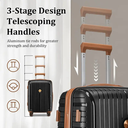 Lightweight 5-Piece PP Hardshell Carry-On Luggage Set  Dual Spinner Wheels & TSA Lock Travel Suitcases