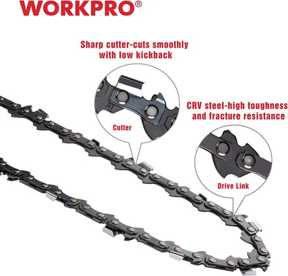 WORKPRO 18-Inch Chainsaw Chain  2-Pack, 3/8″ Pitch, 62 Drive Links for Wood Cutting