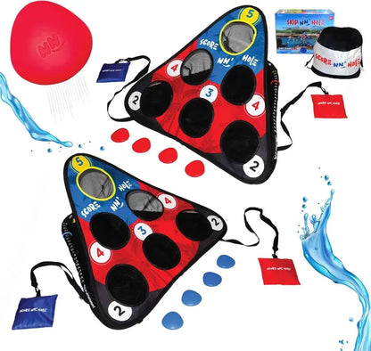 Floating Pool Game  Combines Stone Skipping & Cornhole for Fun in Water, Lakes or Pools
