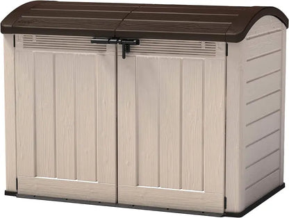 Keter Store It Out Nova Outdoor Storage Shed  Light Grey with Dark Grey Lid, 5-Year Warranty, All-Weather Rated