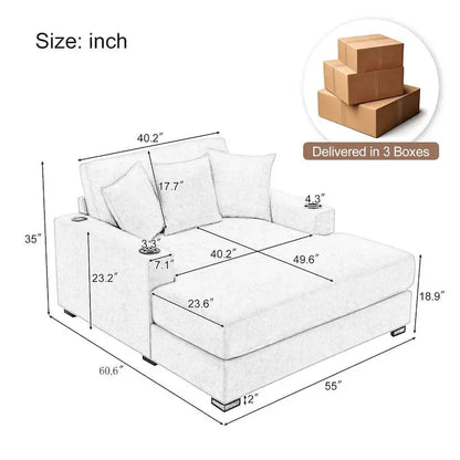 Adjustable Oversized Chaise Lounger  Available in Three Sizes with Complementary Pillows