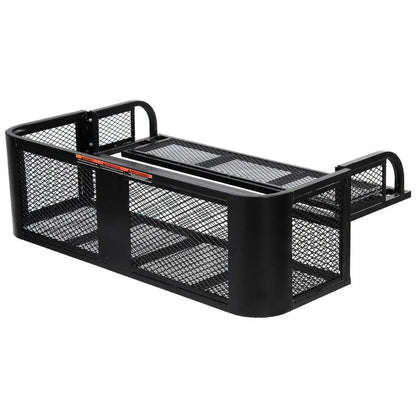 ATV/UTV Rear Drop Cargo Basket  Heavy-Duty Universal Steel Mesh Carrier (Black)