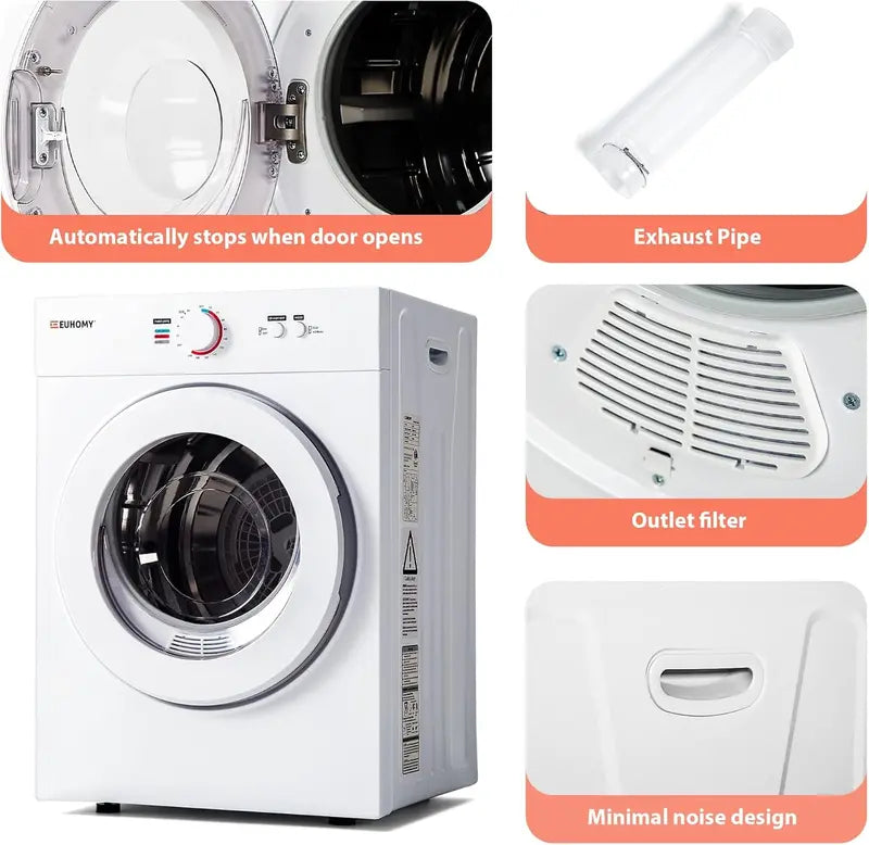 1.8 Cu. Ft. Portable Compact Dryer  Exhaust-Duct Compatible, Space-Saving Design