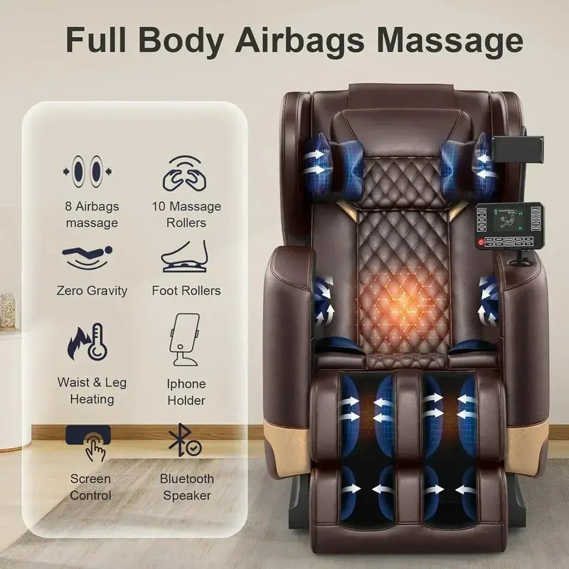 Zero-Gravity Full-Body Massage Chair with 10-Point Roller System and Heated Foot Therapy