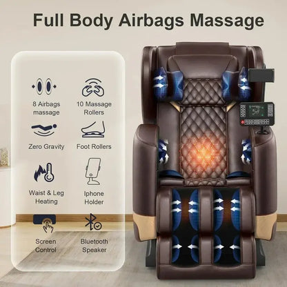 Zero-Gravity Full-Body Massage Chair with 10-Point Roller System and Heated Foot Therapy