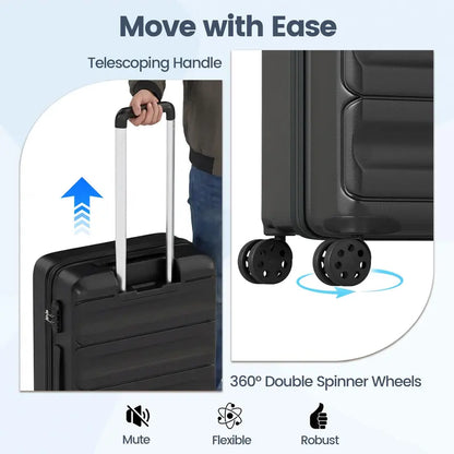 Lightweight 3-Piece Hardshell Spinner Luggage Set — 20/24/28 Inch (Wide Cross Stripe Design)