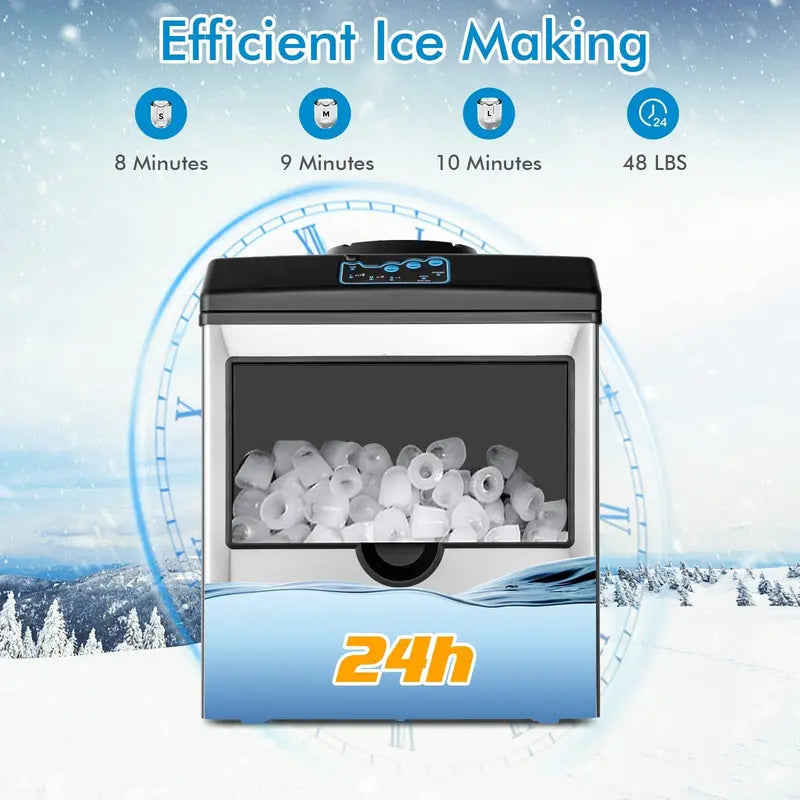 Dual-Function Countertop Ice Maker & Water Cooler  48 lbs/24 Hours with Small/Medium/Large Ice Options
