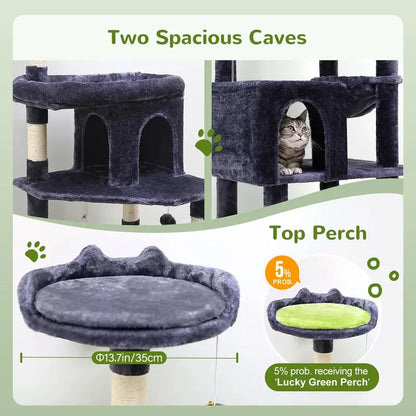 Globlazer 72in Maine Coon Cat Tree with Triangular Stability & Oversized Platform for Large Cats