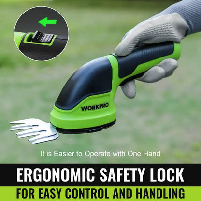 WORKPRO 3.6V Cordless 2-in-1 Hedge & Grass Trimmer  Lightweight Handheld Design