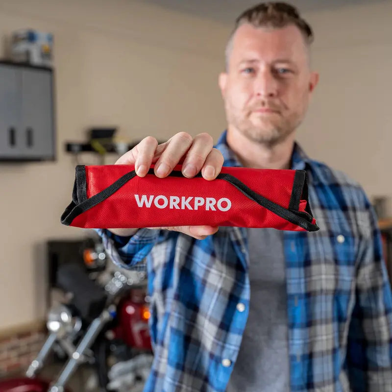 WORKPRO 8-Piece Flex-Head Ratcheting Combination Wrench Set with Storage Bag