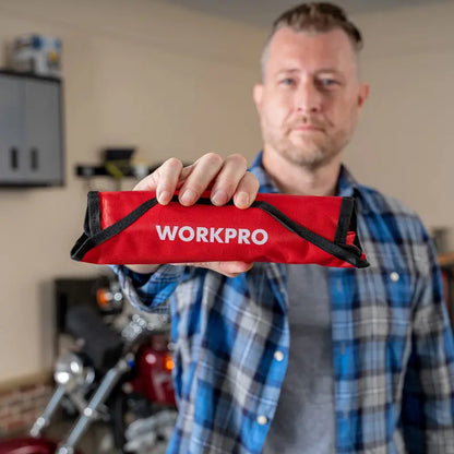 WORKPRO 8-Piece Flex-Head Ratcheting Combination Wrench Set with Storage Bag