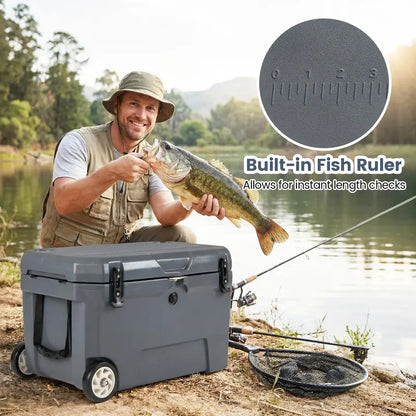52-Quart Rolling Cooler with 6-Day Ice Retention  Smooth-Action Wheels, Pull Handle