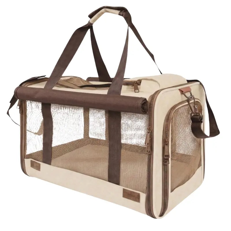 Lightweight Soft-Sided Pet Carrier with 360° Ventilation, Top + Side Access, and Sturdy Handles