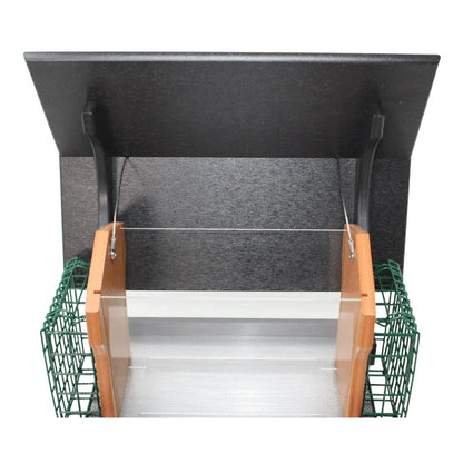 Dual-Compartment Suet & Seed Hopper Bird Feeder  Deluxe Design