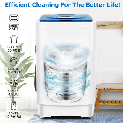 Tikmboex 17.8LBS Portable Washing Machine with 8 Programs 3 Water Temperatures 3 Water Levels Selection