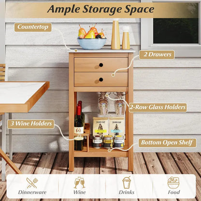 Backyard Bar Buffet Sideboard  Weather-Resistant Outdoor Serving Cabinet for Deck or Garden