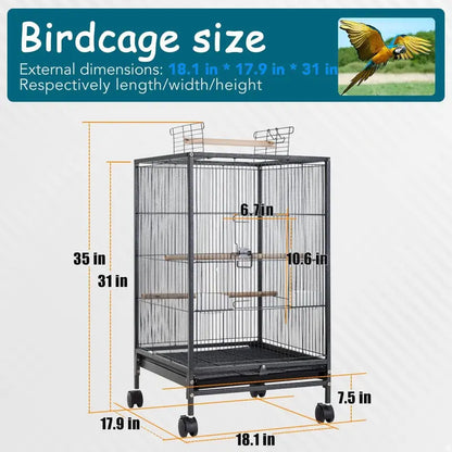 YRLLENSDAN Large Bird Cage for Parakeets, Heavy Duty 35 inch Height Bird Cages with Stand for Cocktails Parakeet Parrot Cage Birdcage for Parrots Conure Lovebird Cockatiel