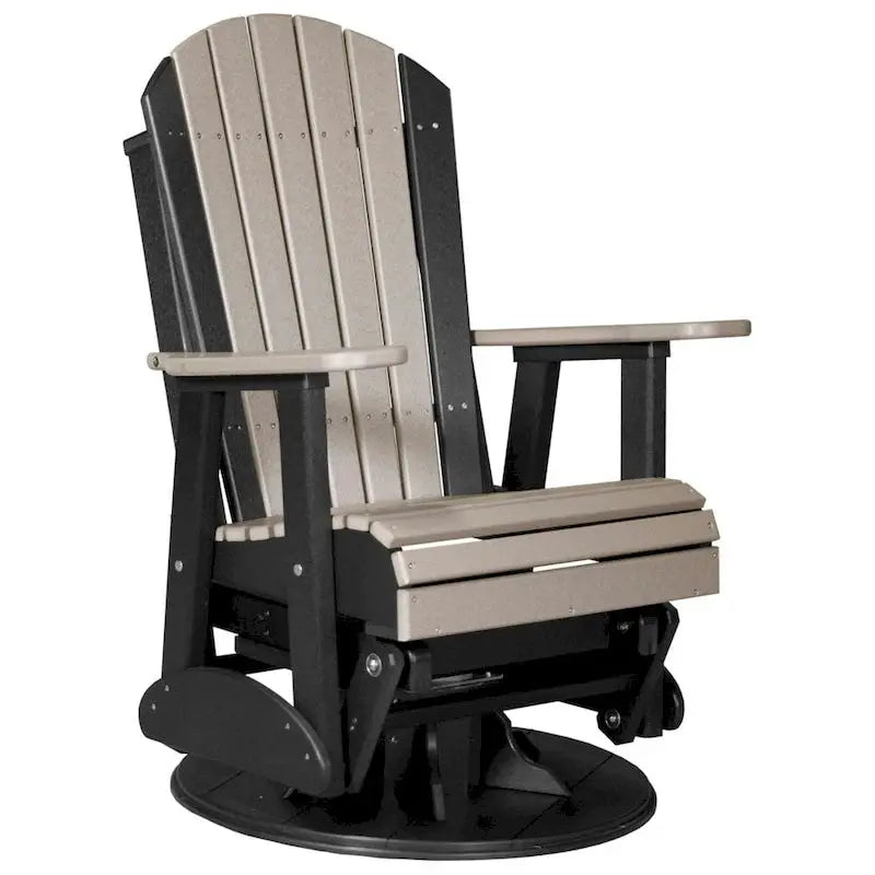 All-Weather Poly Lumber Adirondack Swivel Glider  Durable Outdoor Rocking Chair with Smooth Rotation