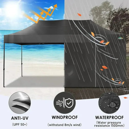 COBIZI 10×20 Pop-Up Canopy Tent  Heavy-Duty Commercial Grade with 6 Sidewalls for Weddings and Parties