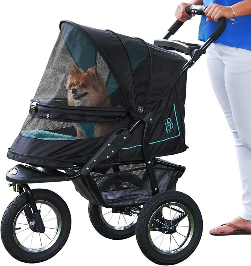 Zipper-Free NV Pet Stroller for Cats and Dogs  One-Hand Fold, Gel-Tire Suspension, Plush Interior + All-Weather Cover (3 Colors)