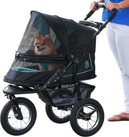 Zipper-Free NV Pet Stroller for Cats and Dogs  One-Hand Fold, Gel-Tire Suspension, Plush Interior + All-Weather Cover (3 Colors)