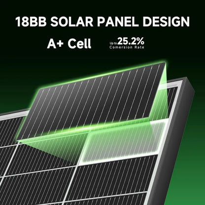 100W Bifacial Monocrystalline Solar Panels (2-Pack): 18BB High-Efficiency 12V/24V PV Modules for RVs, Boats & Off-Grid Use