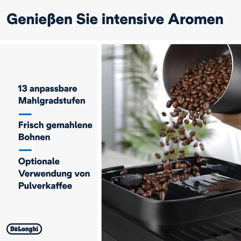 De’Longhi Magnifica Evo ECAM29281.B Fully Automatic Espresso Machine with LatteCrema System, 7 One-Touch Coffee Options, Dual-Boiler Function, Matte Black