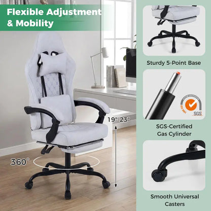 Ergonomic Gaming Chair with Adjustable Height, Lumbar Support, and Removable Headrest