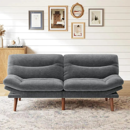 Adjustable Futon Sofa Bed  Modular Backrests & Armrests, Converts Effortlessly to a Sleeper Couch