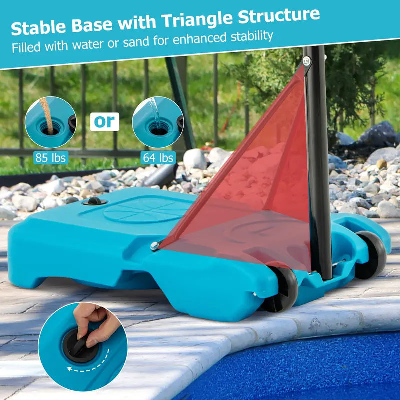Poolside Outdoor Basketball Hoop with 3.84.4 FT Height Adjustment