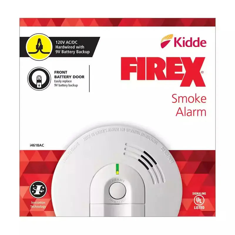 Hardwired Smoke Alarm  Ionization Sensor with 120V AC Power & 9V Battery Backup