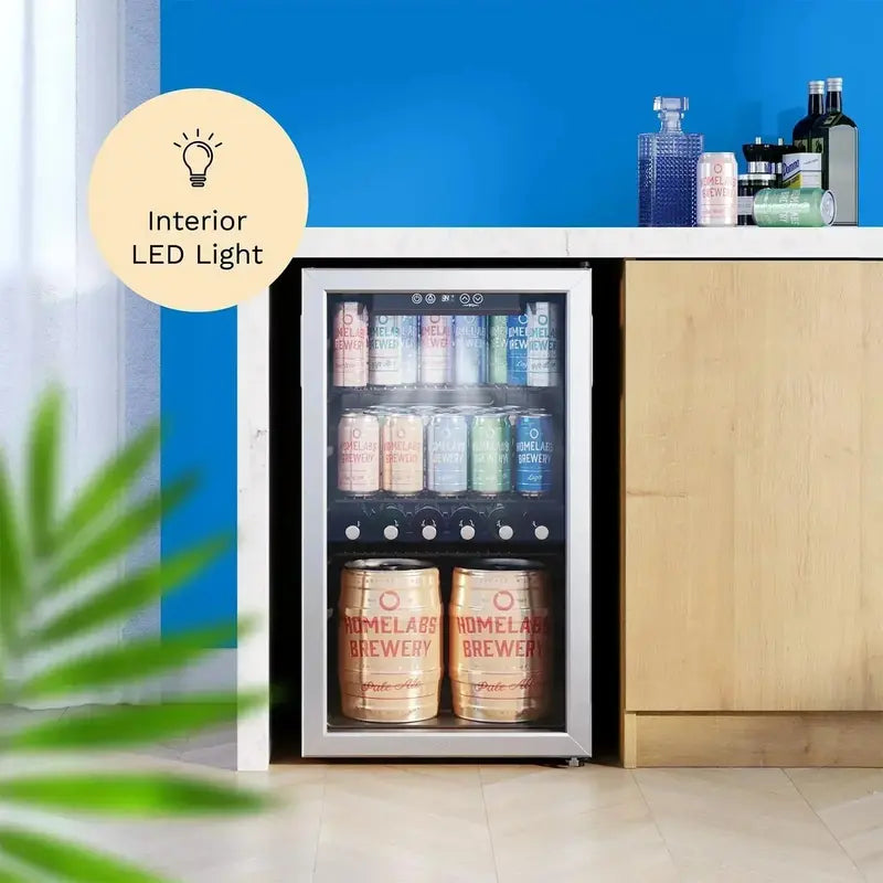 hOmeLabs Glass-Door Beverage Cooler  Compact Mini Fridge for Wine, Beer, or Soft Drinks